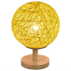 Романтический ротанговый шар ночник с деревянной основой лампа тени ночник украшение дома прикроватная Настольная лампа (ЕС вилка)