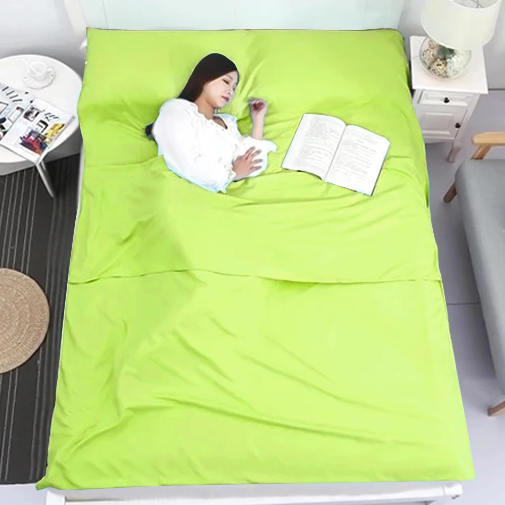 Vertvie Сверхлегкий дизайнерский спальный мешок для путешествий, портативный складной походный двойной спальный мешок 75x210/160x210 см - Цвет: 160x210cm-Green