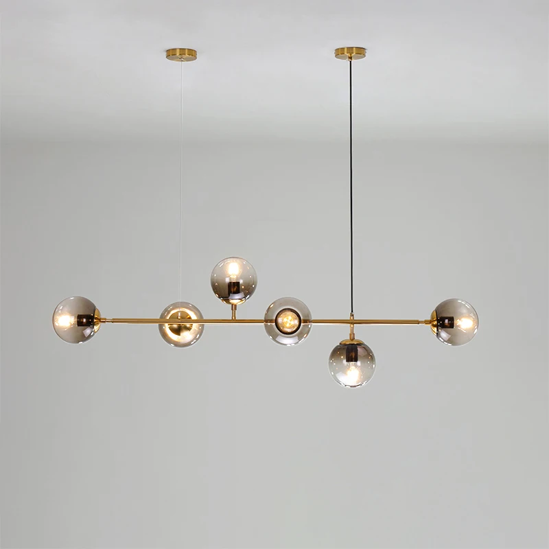 

Modern Simple LED Pendant Light Glass Ball Hanging Lamp Nordic Lighting Dining Room Pendan Lamp Iron Fixture