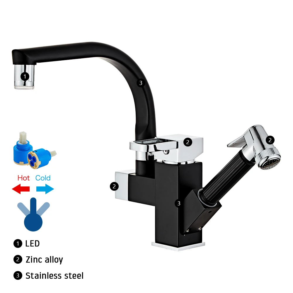Kitchen Faucet Pull Out Copper Cold Hot Dishwasher 360 Rotation Sink Faucet Household torneira de cozinha Deck Mounted Mixer Tap Kitchen Faucet Pull Out Copper Cold Hot Dishwasher 360 Rotation Sink Faucet Household torneira de cozinha Deck Mounted Mixer Tap