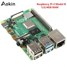 Новейший Raspberry Pi 4 Модель B 1 Гб 2 Гб 4 Гб ОЗУ Bcm2711 четырехъядерный процессор Cortex-a72 Arm V8 1,5 ГГц Поддержка 2,4/5,0 ГГц Wifi Bluetooth 5,0