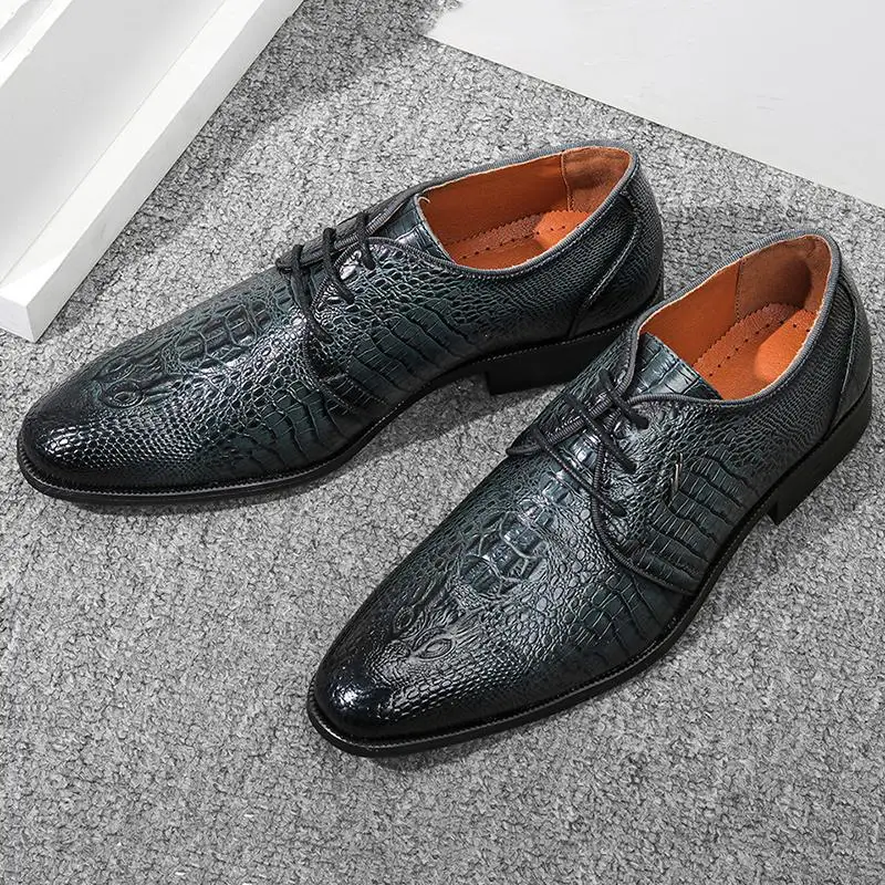 

Men Fashion Pu Leather Low Heel Lace-up Shoes Business Formal Dress Elegant Men Shoes Vintage Classic Male Casual Shoes 4M164