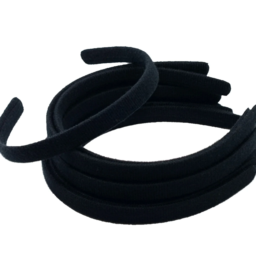 10x Black Fabric Hair Band Hoop Headband for DIY Hair Accessories Craft 15mm