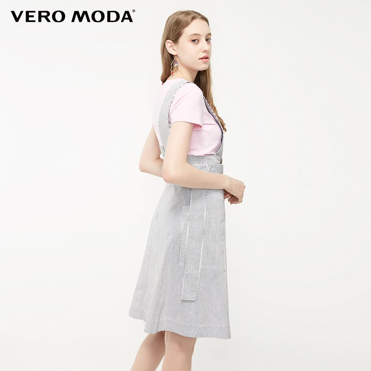 Vero Moda женское джинсовое платье средней длины в Вертикальную Полоску | 319242514