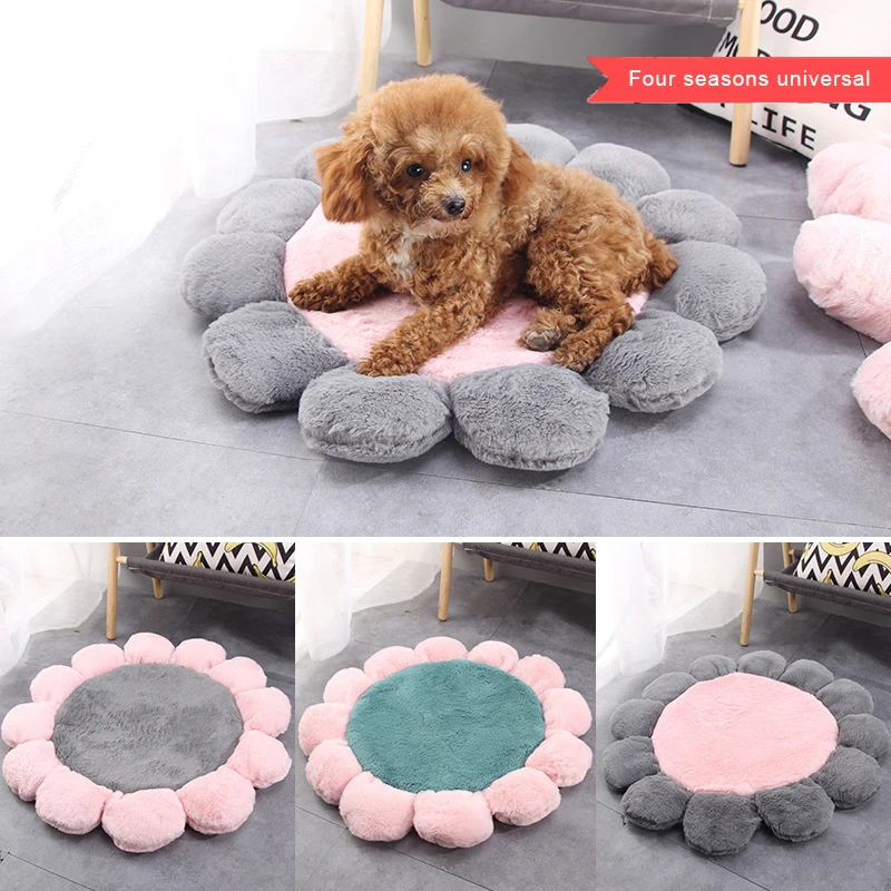 

Pet Mat Flower Shape Cats Winter Warm Bed Pets Sleeping Soft Cushion Mattress Home Puppy Warming Blanket Accessories Supplies
