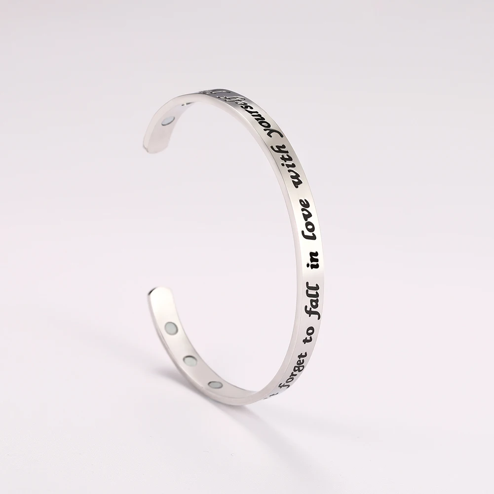 Myshape Women Bangle 316LStainless SteelSilver Gold Bangle Rose Gold Healthy Magnetic Bracelets Cuff Bangle Hand Chain