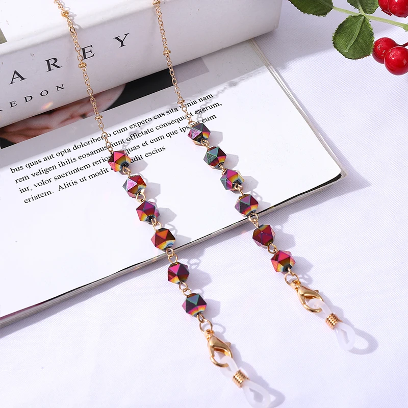 Bohemian Crystal Beaded Glasses Chains Lanyard Face Mask Chain Holder Eyeglass Rope Sunglasses Cord Neck Strap Gift for Women glasses straps,glasses chain,glasses retainer