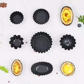 

6pcs Carbon Steel Non-stick Mini Flower Egg Tart Mold Pan Reusable Cupcake Baking Mould Muffin Cup Kitchen Bakeware