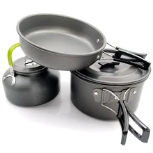 Camping Utensils Dishes Cookware Set Picnic Hiking Heat Exchanger Titanium Alloy Pot Outdoor Tourism Tableware