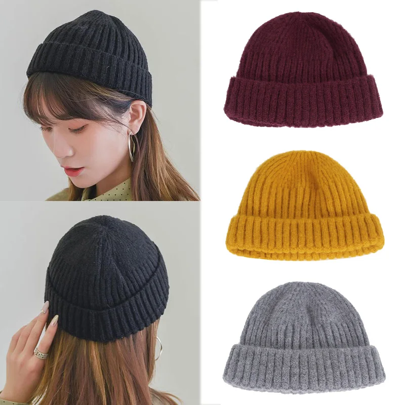 Короткие Зимние шапки для женщин Skullies Beanies Men Skullcap зимняя шапочка Miki Docker Bonnet