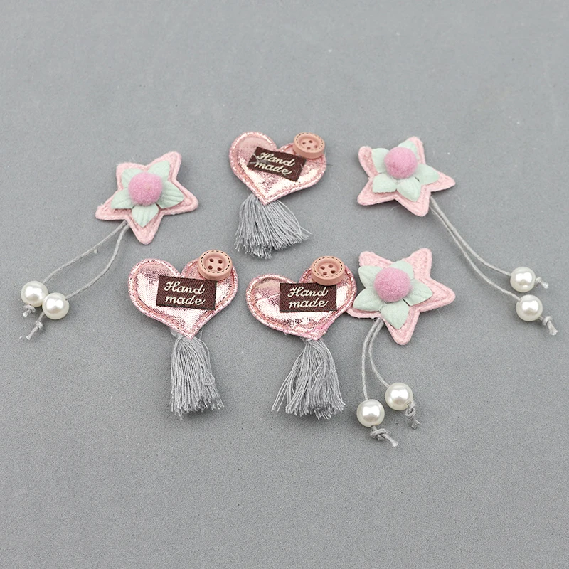 30Pcs Hand Stars/Heart Tassel Padded Applique DIY Craft Basteln Kids Hair Accessories Clothes Sewing Embellishments Materials | Дом и сад