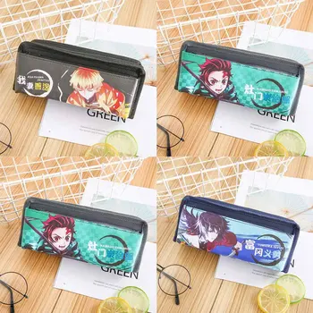 

1Pcs Anime Demon Slayer Kimetsu No Yaiba Cute Printed Zipper Pen Bag Round Lovely Pencil Case Stationery Storage Box Gift