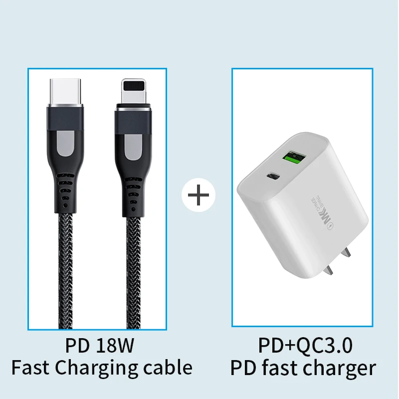 WK 18 Вт PD кабель USB C для Lightning Кабель для iPhone 11 Pro 6 7 8 X зарядный кабель type C кабель для передачи данных для Macbook USB C шнур - Цвет: Cable and PD Charger