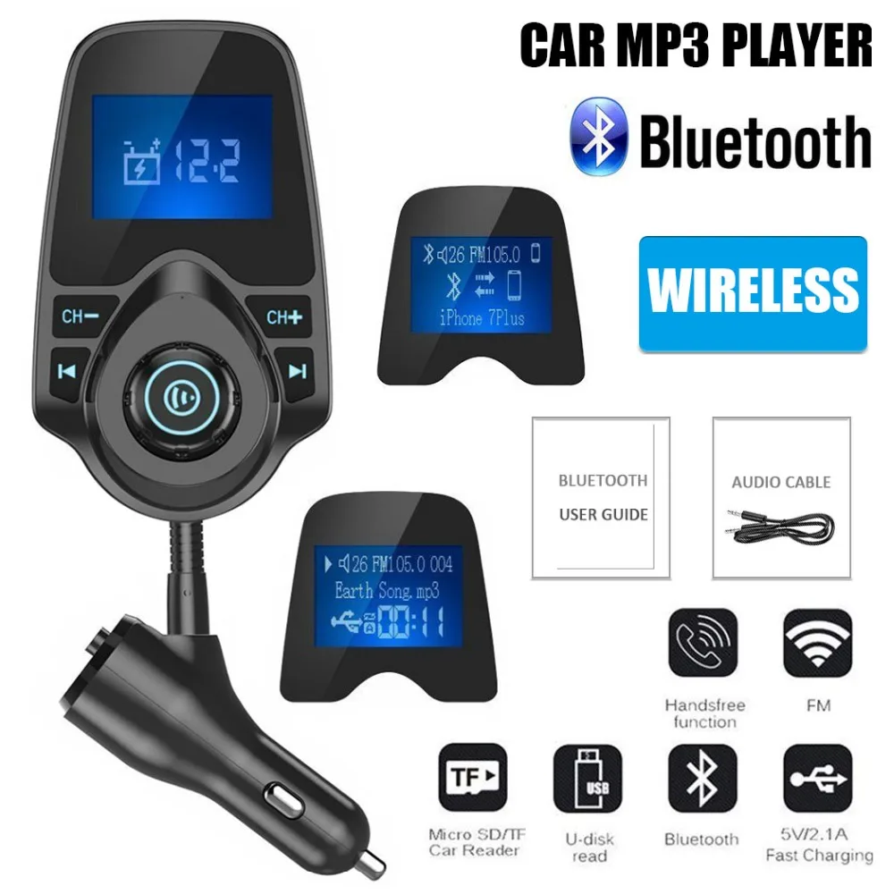 Bluetooth 5,0 Handsfree автомобильный комплект fm-передатчик Быстрый двойной USB зарядное устройство ЖК цифровой вольтметр TF карта U диск AUX плеер