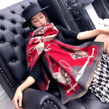 

Luxury Winter New Women Keep Warm Cashmere Scarf Thicken Shawl Fashion All-match Travel Blanket Scarf Wrap