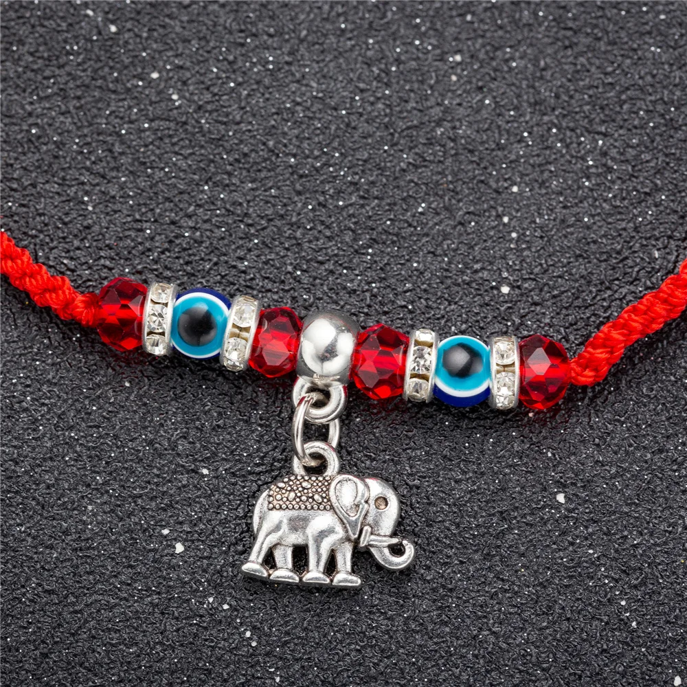 Hand-woven Red Blue Eye Charm Bracelet 