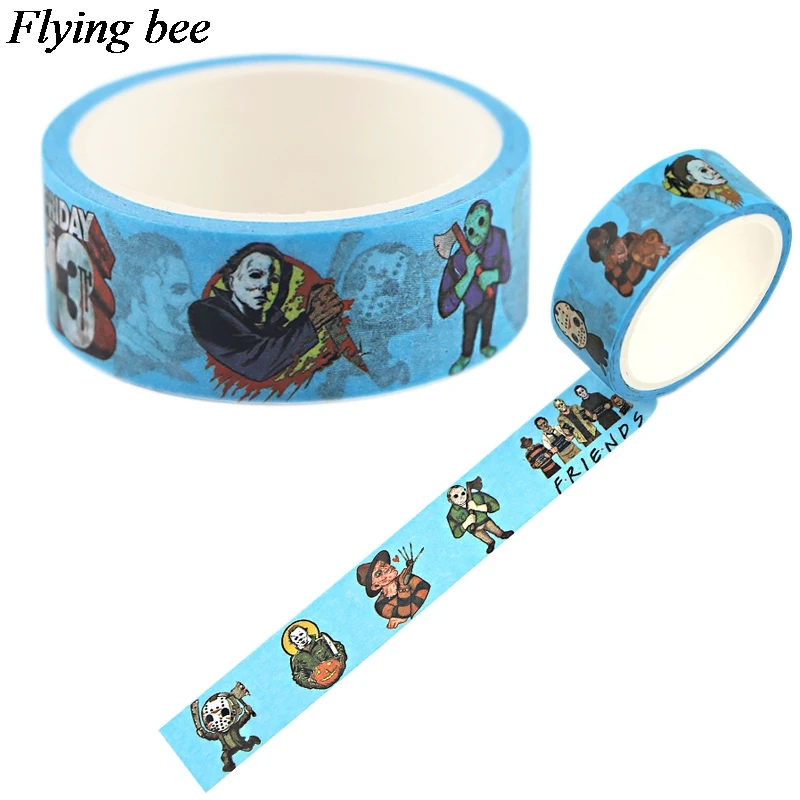 20 шт./лот Flyingbee 15 мм X 5 м ужас Майкл Майерс клейкая лента DIY стикеры Джейсон воорхес Фредди Крюгер Бумага васи клейкие ленты X0740