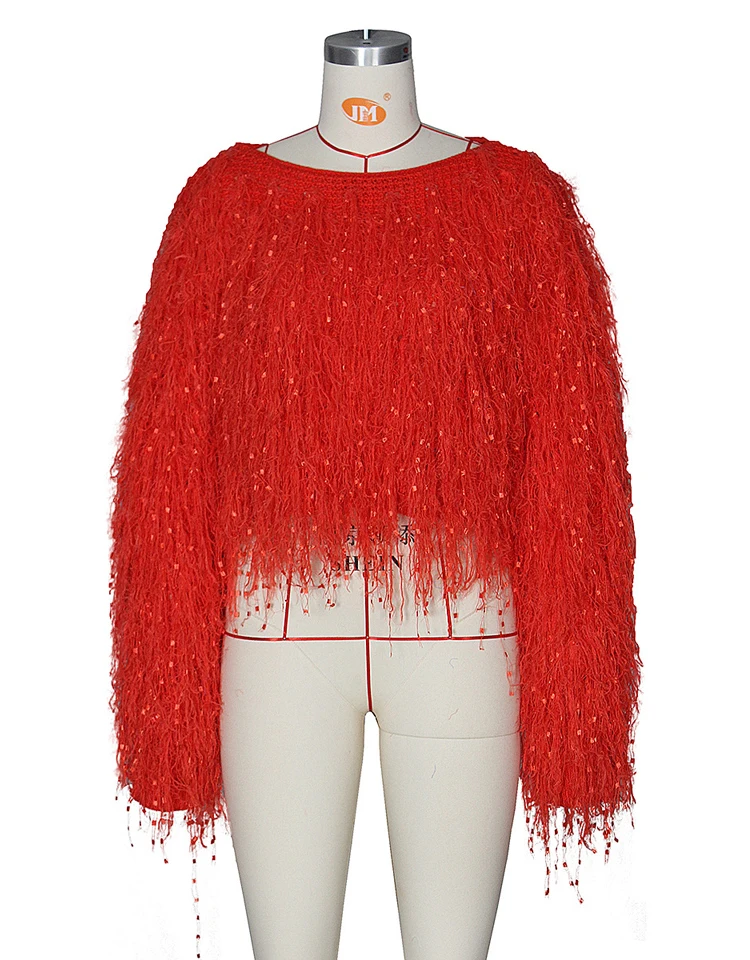 Karlofea женский осенне-зимний пуловер, свитер, модный топ с бахромой, вязаный уличная одежда, повседневная элегантная одежда, свитер