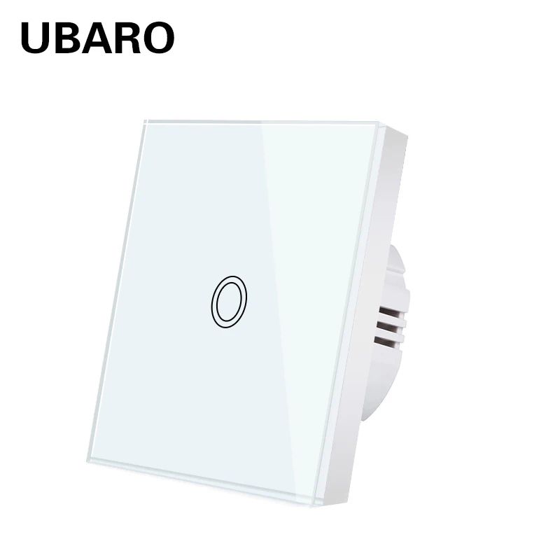 

UBARO EU/UK Crystal Glass Panel Wall Light Touch Switch Interruptor Pared Led Button Power Sensor Switches AC100-240V 1/2/3gang