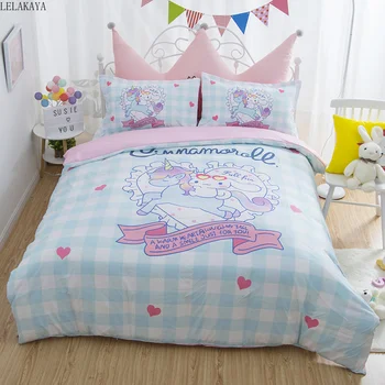 

4pcs/set Cartoon Unicorn Animals Dog Printed Creative Bed Sheets Quilt Cover Pillowcase Children Bedroom Soft Stuffed Gift Doll