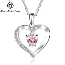 Персонализированное именное ожерелье, заказное ожерелье с камнем рождения, сердце, CZ камень, Очаровательное ожерелье для женщин, сделай сам, женский подарок(Lam Hub Fong