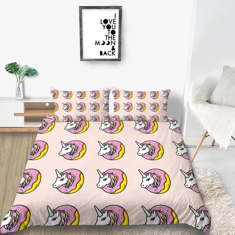 4 Unicorn Series Bedding set Single Double King Size Lovely Bedspreads 2/3pcs with Pillowcase of Comforter Cover Set New - Цвет: 4