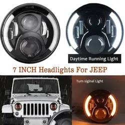 2xRound светодиодный 7 дюймов фары лампа подсветка Angel Eyes для Jeep Wrangler JK LJ TJ 60 Вт для Lada Niva 4x4 suzuki samurai