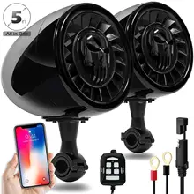  Aileap SPK500 PRO 5 Inch Waterproof ATV/UTV/RZR Motorcycle Bluetooth Speaker Heavy Duty Bass Boat Audio System with AUX MP3 USB 