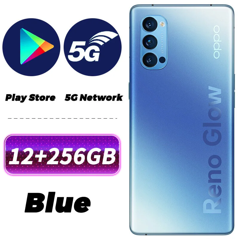 OPPO Reno 4 Pro 5G Mobile Phone 6.5 inch 90Hz OLED Curved Screen Snapdragon 765G face unlock Hyper Boost 3.0 NFC Google Play ram memory 8GB RAM