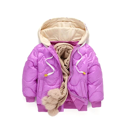 Новые зимние детские куртки и пальто для девочек теплые хлопковые зимние куртки с капюшоном Детский Зимний пуховик для девочки и мальчика - Цвет: Фиолетовый