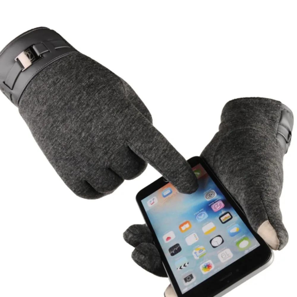 Men Women Winter Touch Screen Windproof Outdoor Sports Anti-slip Cycling Riding Thicken Warm Full Finger Elastic Glove
