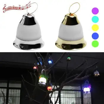 

LED Music Christmas Bell Lights Colorful Decorative Light Sound Control Small Pendant Bell Lantern Decor for Christmas Tree 2pcs