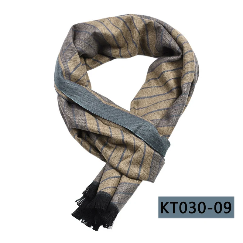 Новейшие модные мужские зимние осенние шарфы, повседневный мужской теплый шарф, роскошный галстук, мужской высококачественный длинный шейный платок 180*30 см - Цвет: KT030-09