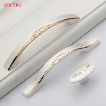 KKFING European Zinc Alloy Gold Silver Cabinet Door Handles Drawer Knobs Kitchen Cupboard Door Pulls Furniture Handle Hardware