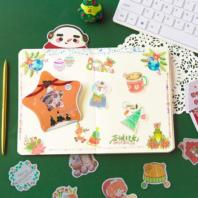 40 шт./пакет Рождественский Снеговик Олень бумажный декоративный стикер альбом «сделай сам» печать для скрапбукинга кавайная наклейка