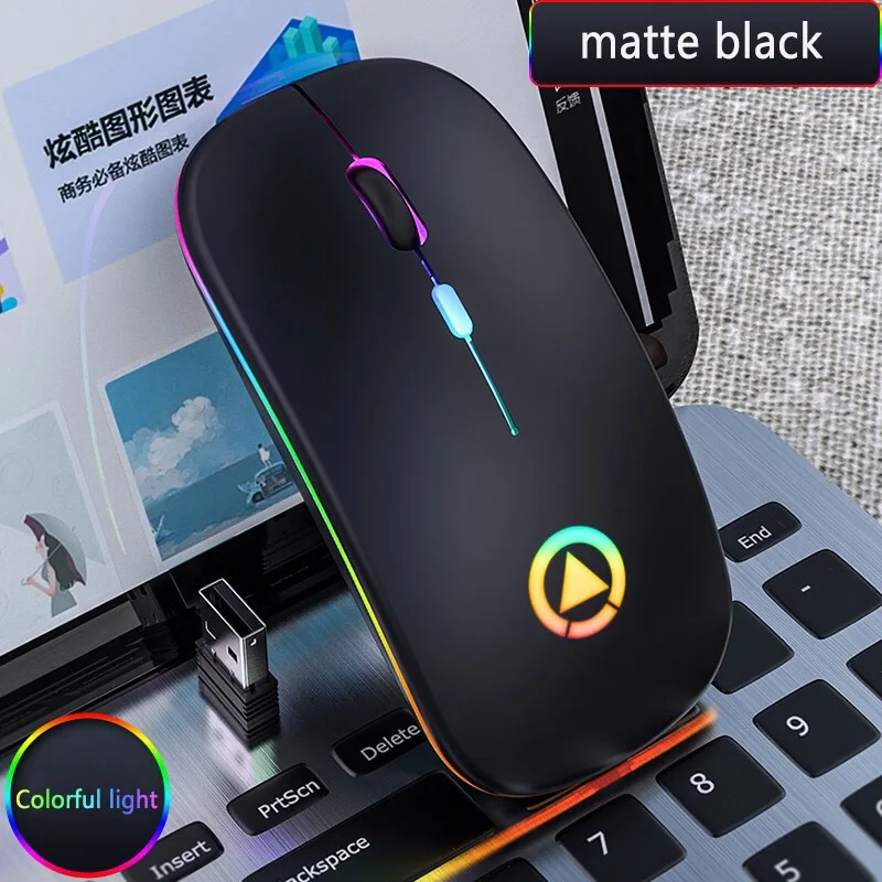 Wireless Mouse RGB Rechargeable Mouse Wireless Computer Mute Mouse LED Backlit Gaming Office Mouse Laptop Accessories silent wireless mouse Mice