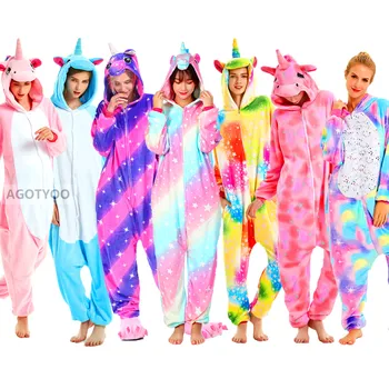 

Winter Women Unisex Adult Cute Cartoon Onesie Animal Pajamas Unicornio Unicorn Stitch Onesies Flannel Nightie Onepiece Sleepwear