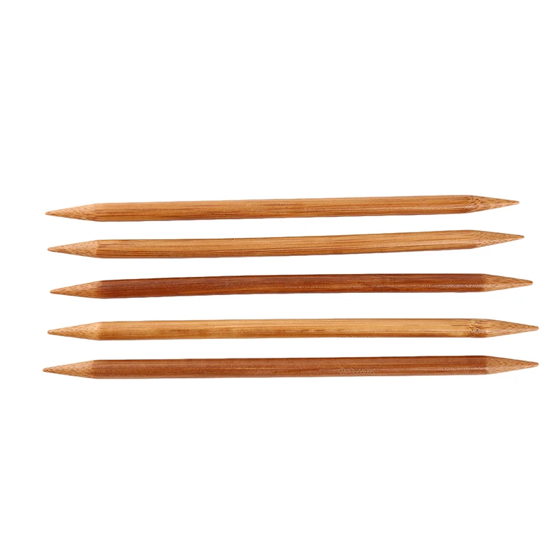 5 шт./компл. 20 см длина деревянные вязальные крючки для вязания двойной острый карбонизированный бамбук иглы свитер переплетение ремесло