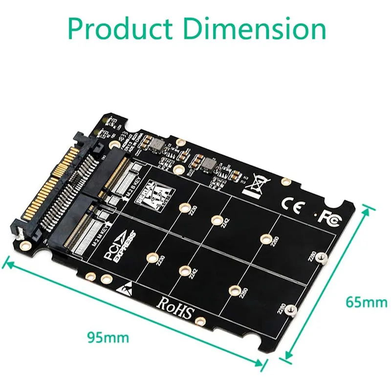 2 In 1 M.2 NVMe SATA U2PCB M.2 NVME SSD Key M Key B SSD To U.2 SFF-8639 Adapter PCIe M2 Converter Desktop Computer Parts — view 4