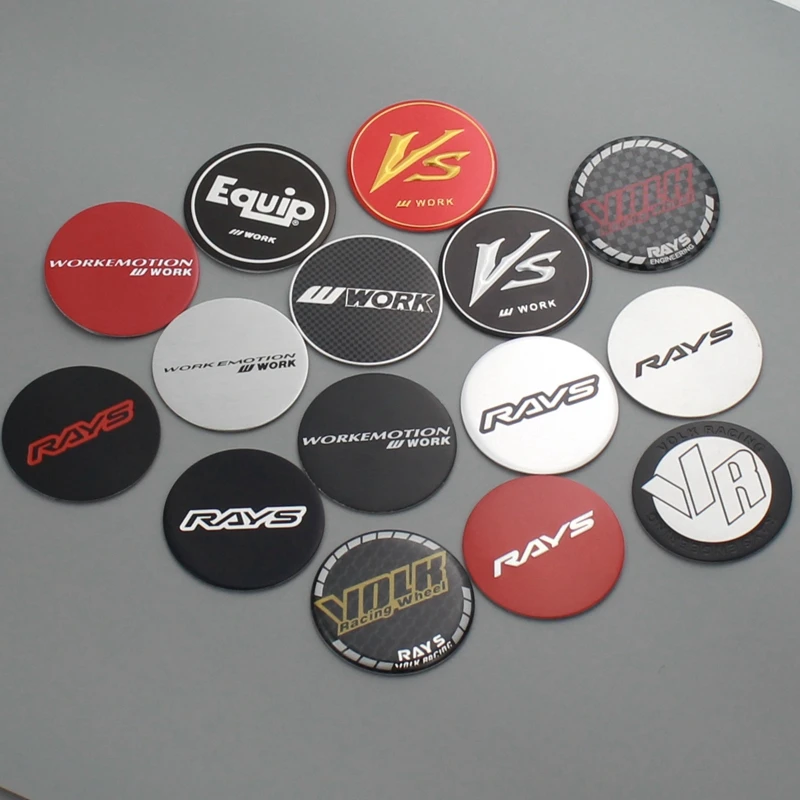 4pcs 50mm center cap sticker for rims rays volk work emotion vs logo car racing modified emblem on wheel cover
