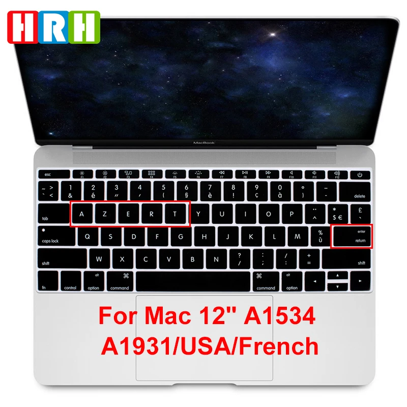 

HRH французский США Мягкий силиконовый чехол для клавиатуры для Macbook New Pro 13 дюймов A1708 (2016 без сенсорной панели) 12 дюймов A1534 Retina