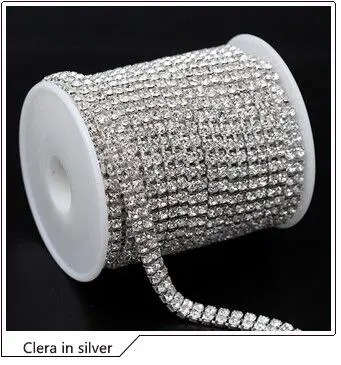 ss8 clear silver 1 ярд 2-рядная ss6 ss8 ss12 ss16 crystal clear/AB Стразы Золотой/посеребренный Кубок коготь Тесная цепь шить на Diamantes лентой отделка - Цвет: ss8 clear silver