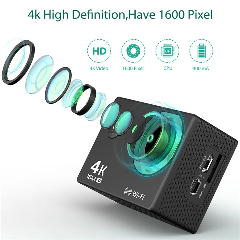 Тип камеры камера движения 4K Водонепроницаемая камера 2,4G дистанционное управление WiFi подводная камера