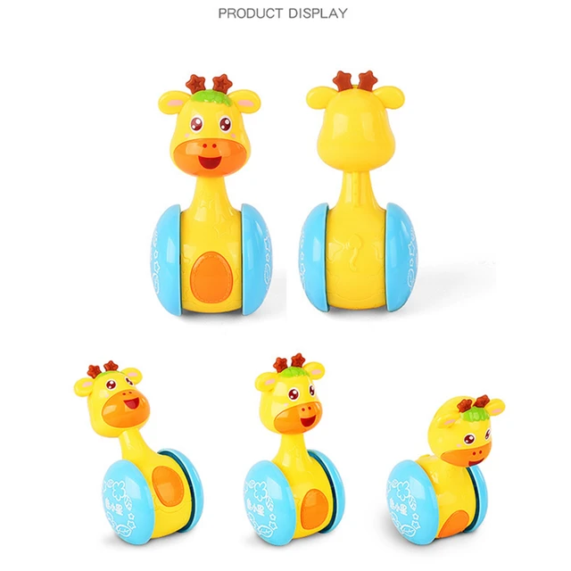 Newest Arrival Baby Tumble Toy Multicolor Cartoon Giraffe Shape Roly-Poly Doll Gift for Infant Boys Girls 3