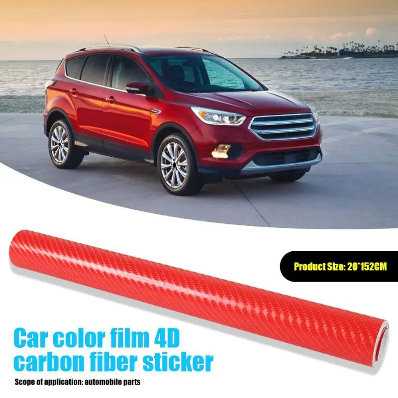VODOOL Red 4D Carbon Fiber Vinyl Car Stickers Auto Motorcycle Wrap Sheet Roll Film Decor Sticker Decals Car Styling Accessories