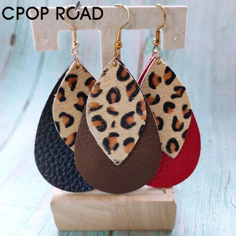 Серьги Cpop из воловьей кожи для женщин модные серьги капельки с волосами в стиле