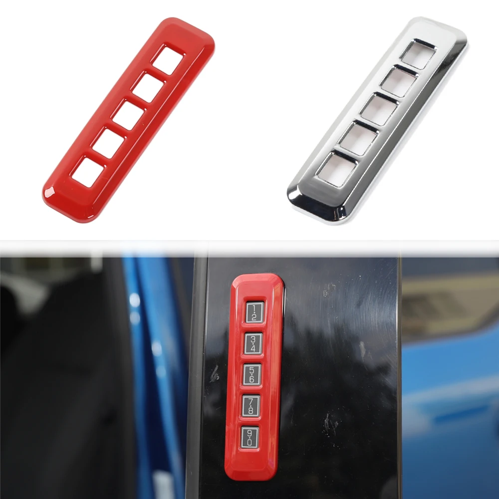 

Car Door Keyless Entry Keypad Button Red Chrome Cover Trim set for Ford F150 2015+ Decorative Stickers Auto Exterior Accessories