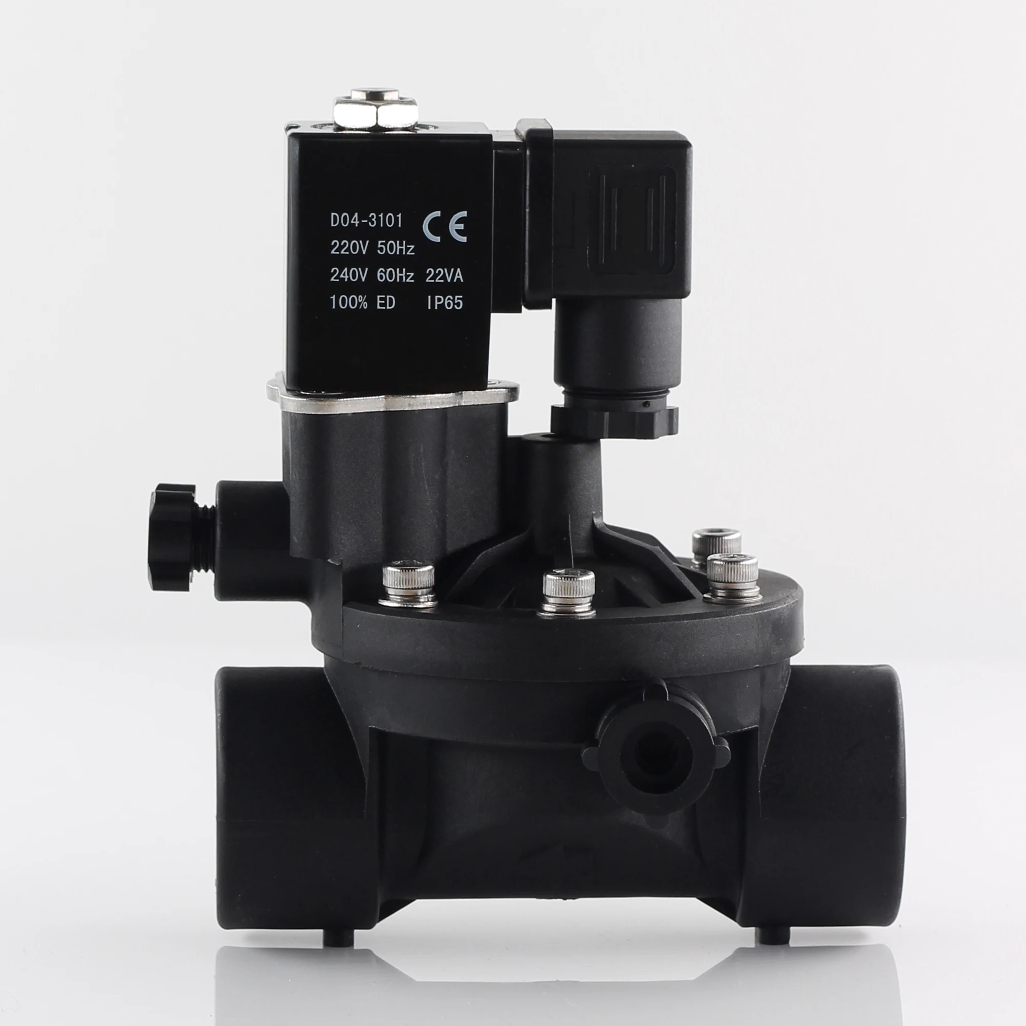 220V 2 way pilot operated plastic solenoid valve normally closed or