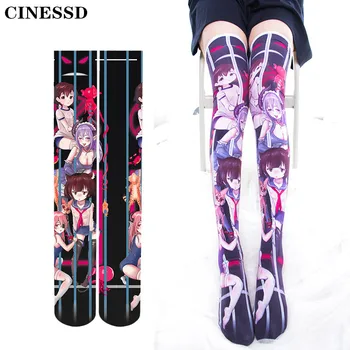 

Sweet Anime Seven deadly sins Graphic Print Overknee Dark Punk Stockings Lolita Women Velvet Long Stocking Girls Student Cosplay