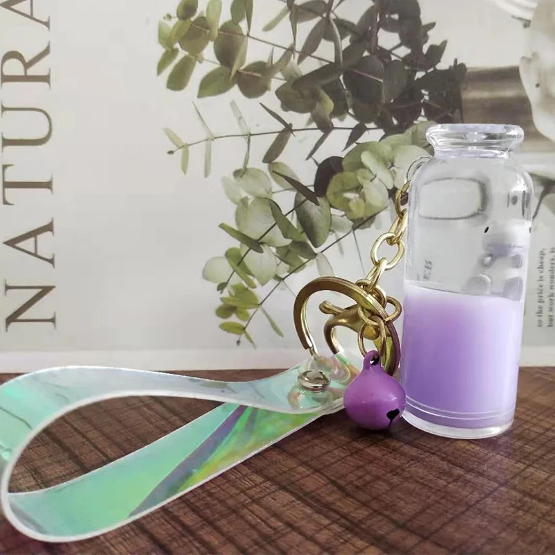 purple bottle(Laser) Горячая плавающая бутылка в масло брелок на ключи в форме поросенка висячий кусок Мода девушка милый брелок Женские аксессуары - Цвет: purple bottle(Laser)